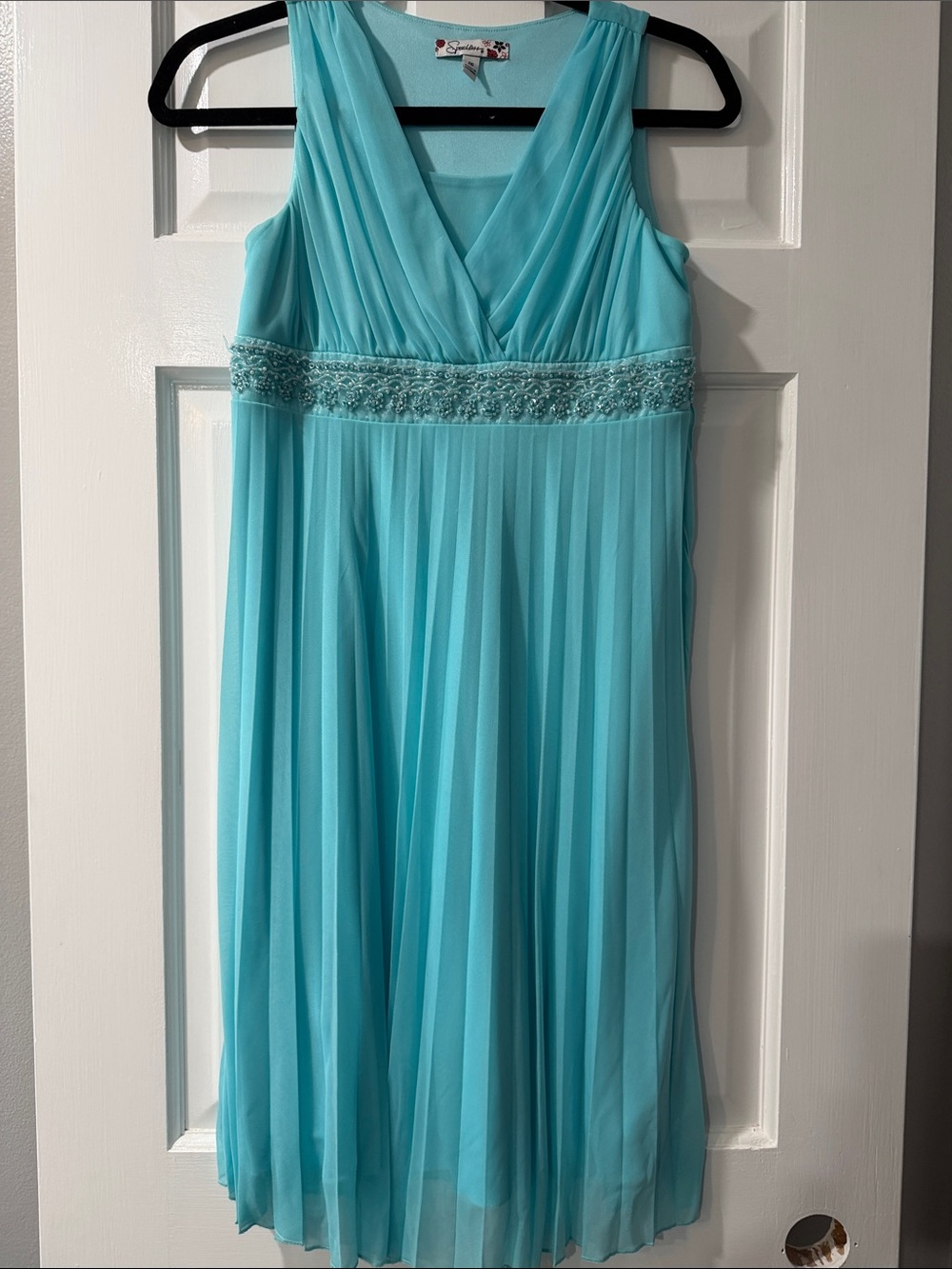 Speechless Aqua Sleeveless Beaded Empire Waist Dress